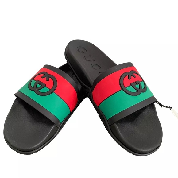 Gucci Black and Green Men's Slide Sandals - Picture 6 of 7